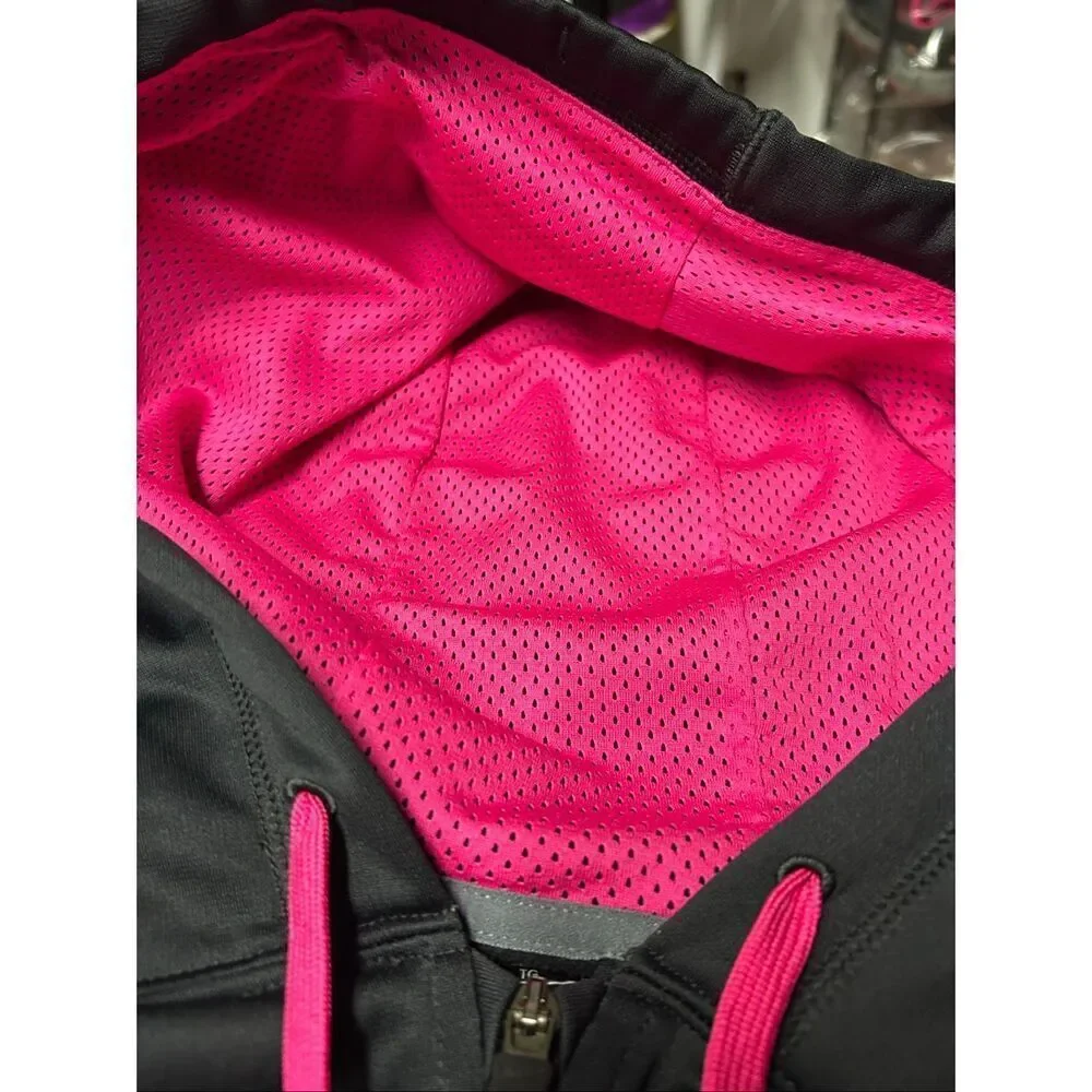 Nike Therma-Fit Full Zip Football Hoodie Performance Gear Black Pink Women's Siz